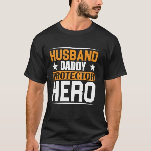 夫 パパ 守護者 ヒーロー Tシャツ (正面)