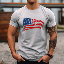 夫 パパ 守護者 ヒーロー Tシャツ