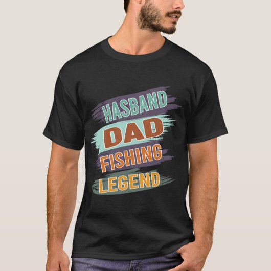 夫・パパ・釣り伝説 - おもしろ釣り好きパパ Tシャツ (正面)