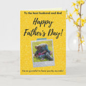 夫 父の日のグリッター フォト カード (黄色い花)