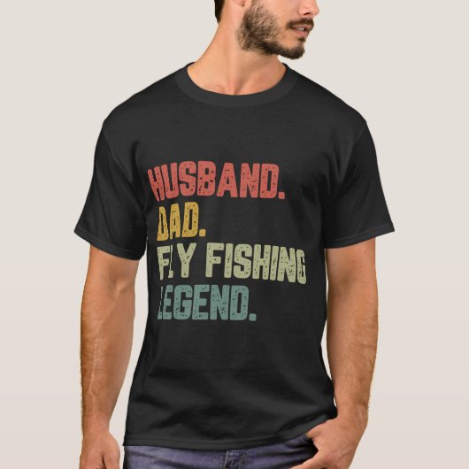 夫。父。フライフィッシングの伝説。面白いお父さん Tシャツ (正面)