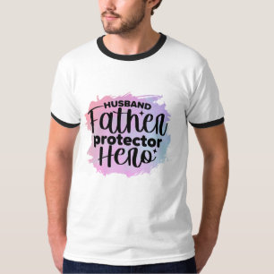夫,父,保護具,英雄 Tシャツ