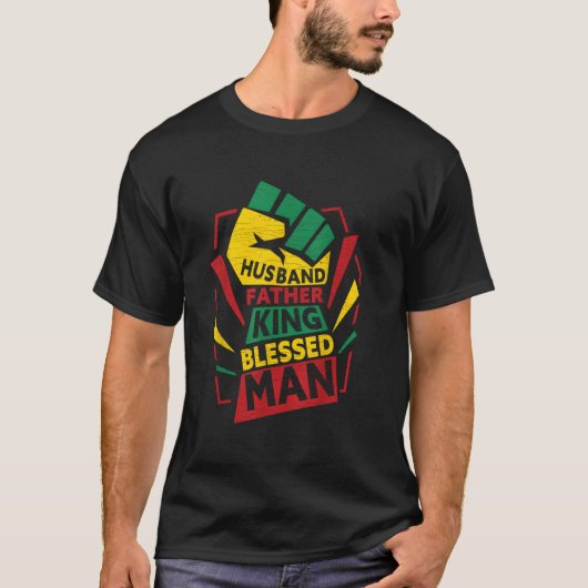 夫 父 王 恵まれた黒人パパ Tシャツ (正面)