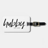 夫 - 遊び心のある黒のカリグラフィーでおしゃれな旦那様 ラゲッジタグ (正面横)