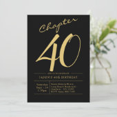 夫 40歳の誕生日 ブラックゴールドパーティー 招待状 (スタンド正面)