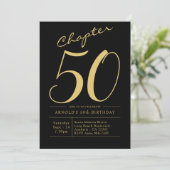 夫 50歳の誕生日 ブラックゴールドパーティー 招待状 (スタンド正面)