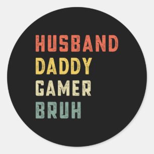 夫 Daddy ゲーマー Bruh 父の日 楽しいビデオ ラウンドシール