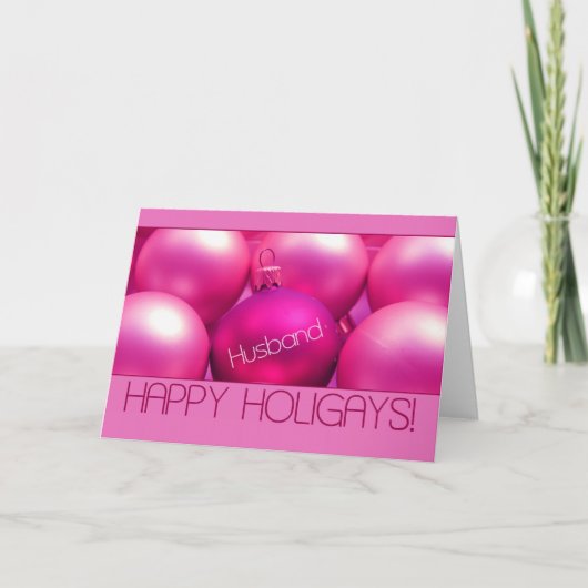 夫 – Pink Happy Holigays Card シーズンカード (正面)