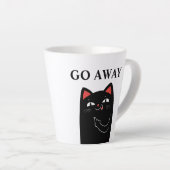 失せろ 中指 黒猫 ふざけたデザイン カフェラテマグ (右アングル)