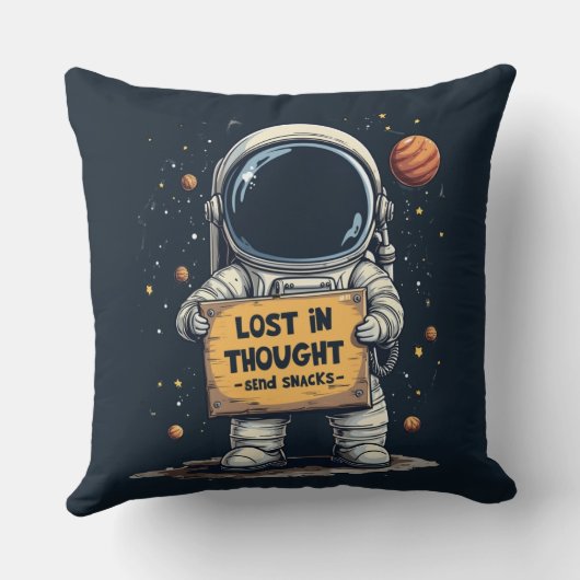 失ったおもしろい考え宇宙宇宙イラストレーション クッション (裏面)