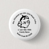 失ったドルフィンスイミングファミリーホームアドレス 缶バッジ (正面)