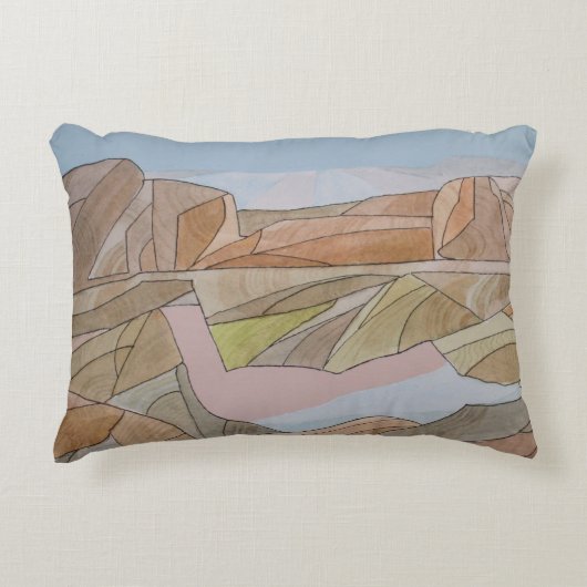 失ったビーチウォーターカラーラインアートプリント アクセントクッション (正面)