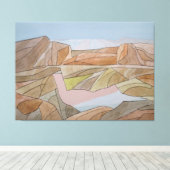 失ったビーチウォーターカラーラインアートプリント キャンバスプリント (インサイチュ (ウッドフロア))