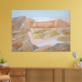 失ったビーチウォーターカラーラインアートプリント キャンバスプリント (インサイチュ (リビング))