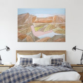 失ったビーチウォーターカラーラインアートプリント キャンバスプリント (インサイチュ (寝室))