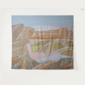 失ったビーチウォーターカラーラインアートプリント タペストリー (正面(横))