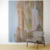 失ったビーチウォーターカラーラインアートプリント タペストリー (インサイチュ)