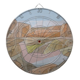 失ったビーチウォーターカラーラインアートプリント ダーツボード