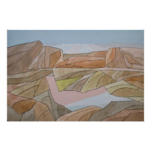 失ったビーチウォーターカラーラインアートプリント