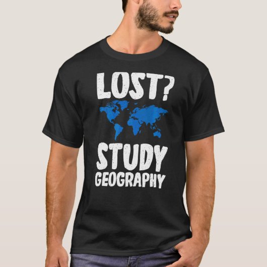 失った勉強地理先生地理学者 Tシャツ (正面)