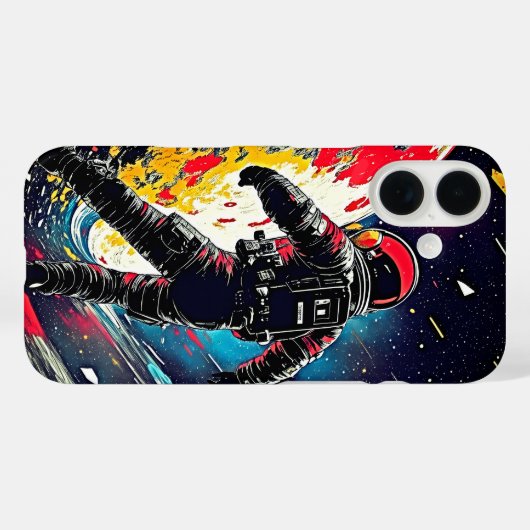 失った宇宙:レトロ宇宙飛行士iPhoneケース Case-Mate iPhoneケース (裏面 (横))