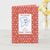 失った歯赤水玉模様おめでとう カード (黄色い花)