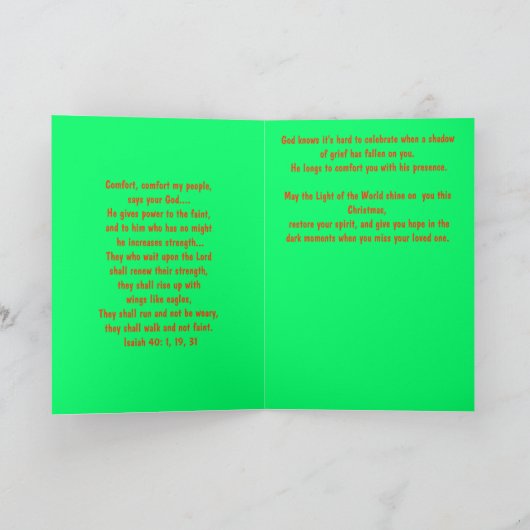 失わせた人のためのキリスト教のクリスマスカード シーズンカード (内部)