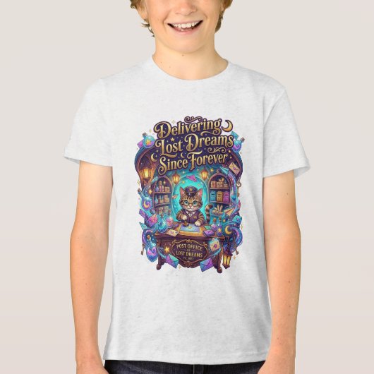失われた夢の郵便局　魔法の猫ファンタジー トライブレンドＴシャツ (正面)