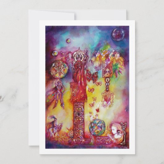 失われた影の庭 妖精、蝶 ピンク 招待状 (正面)