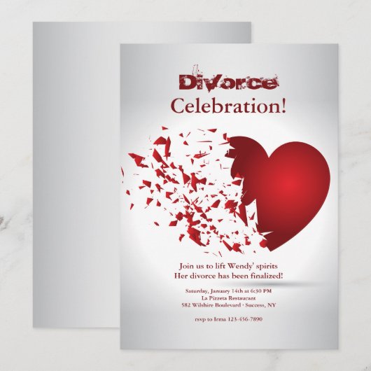 失恋の離婚のお祝い 招待状 (正面/裏面)