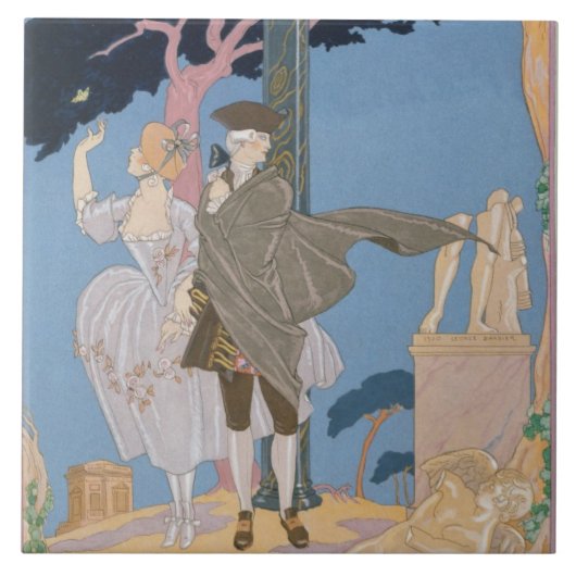 失恋、壊された彫像、「Fのためのイラストレーション タイル (正面)