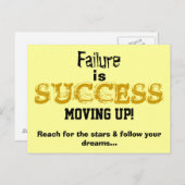 失敗が成功の上に移動するやる気を起こさせる引用文 案内ポストカード (正面/裏面)