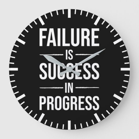 失敗は進行中の成功 – ハッスル動機 ラージ壁時計 (正面)