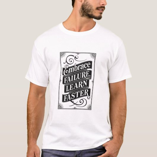失敗を乗り越えろ、早く学べ – ビンテージ モチベーション Tシャツ (正面)