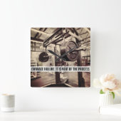 失敗を受け入れる。ボディビルトレーニング やる気を起こさせる スクエア壁時計 (ホーム)