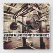 失敗を受け入れる。ボディビルトレーニング やる気を起こさせる スクエア壁時計 (正面)