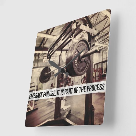 失敗を受け入れる。ボディビルトレーニング やる気を起こさせる スクエア壁時計 (傾斜)