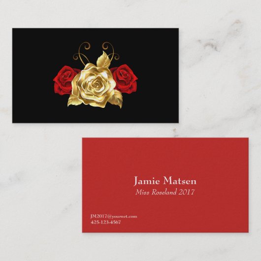 失敗アメリカの赤および金ゴールドのバラの名刺 名刺 (正面/裏面)