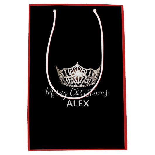 失敗アメリカの銀製の王冠の赤いギフトのバッグクリスマス ミディアムペーパーバッグ (正面)