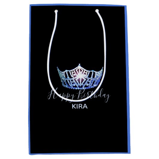 失敗アメリカの青い王冠のツートーンギフトバッグ媒体 ミディアムペーパーバッグ (正面)