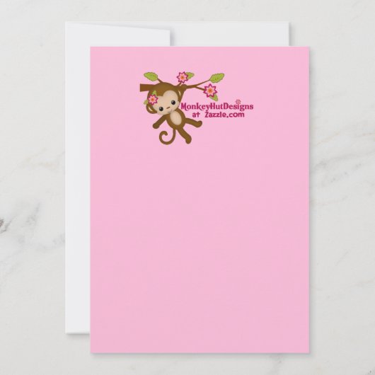 失敗猿のベビーシャワー招待状の女の子 招待状 (裏面)