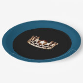 失敗米国はティール（緑がかった色）及び金ゴールドの王冠9"の紙皿スタイルを作ります ペーパープレート (アングル)