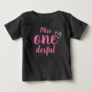 失敗Onederfulの女の赤ちゃんの最初誕生日のワイシャツ ベビーTシャツ