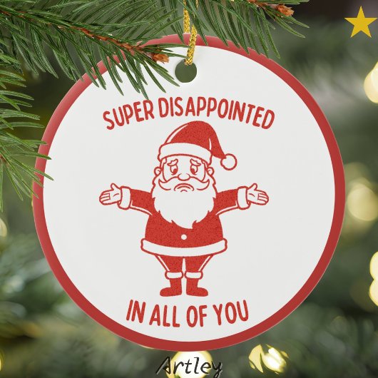 失望したレトロスタイルいけなサンタクリスマス セラミックオーナメント