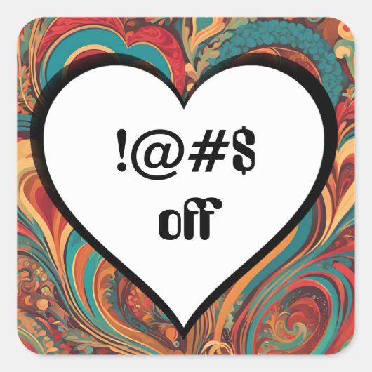 失礼なおもしろいハートデザイン!@#$ スクエアシール (正面)