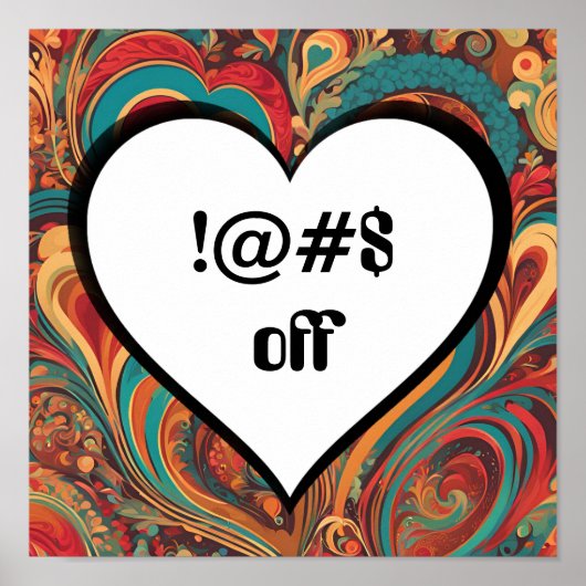 失礼なおもしろいハートデザイン!@#$ ポスター (正面)