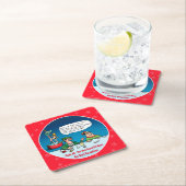 失礼なアルフおもしろいクリスマス小妖精や小人 スクエアペーパーコースター (インサイチュ)