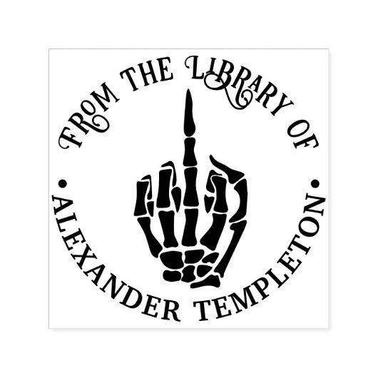 失礼なスケルトンの手の人差し指 ライブラリー 本の名前 セルフインキングスタンプ (デザイン)