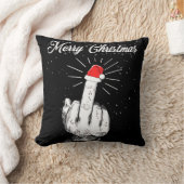 失礼な聖降誕祭の中指のクリスマス醜い クッション (ブランケット)