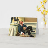 失礼な覚醒のヴィンテージ犬の芸術 カード (黄色い花)